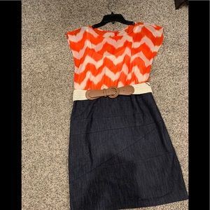 Size 8  denim bottom dress with belt
